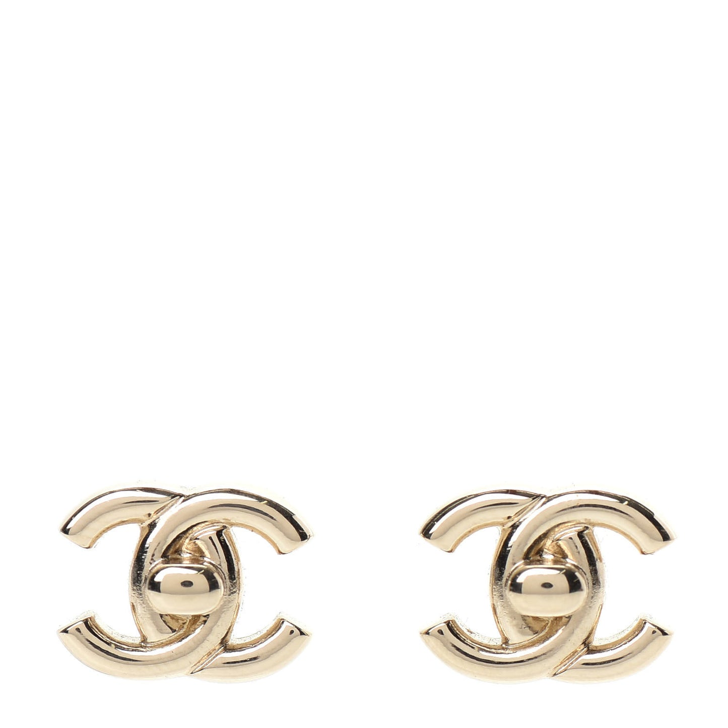 Metal CC Turnlock Earrings Gold