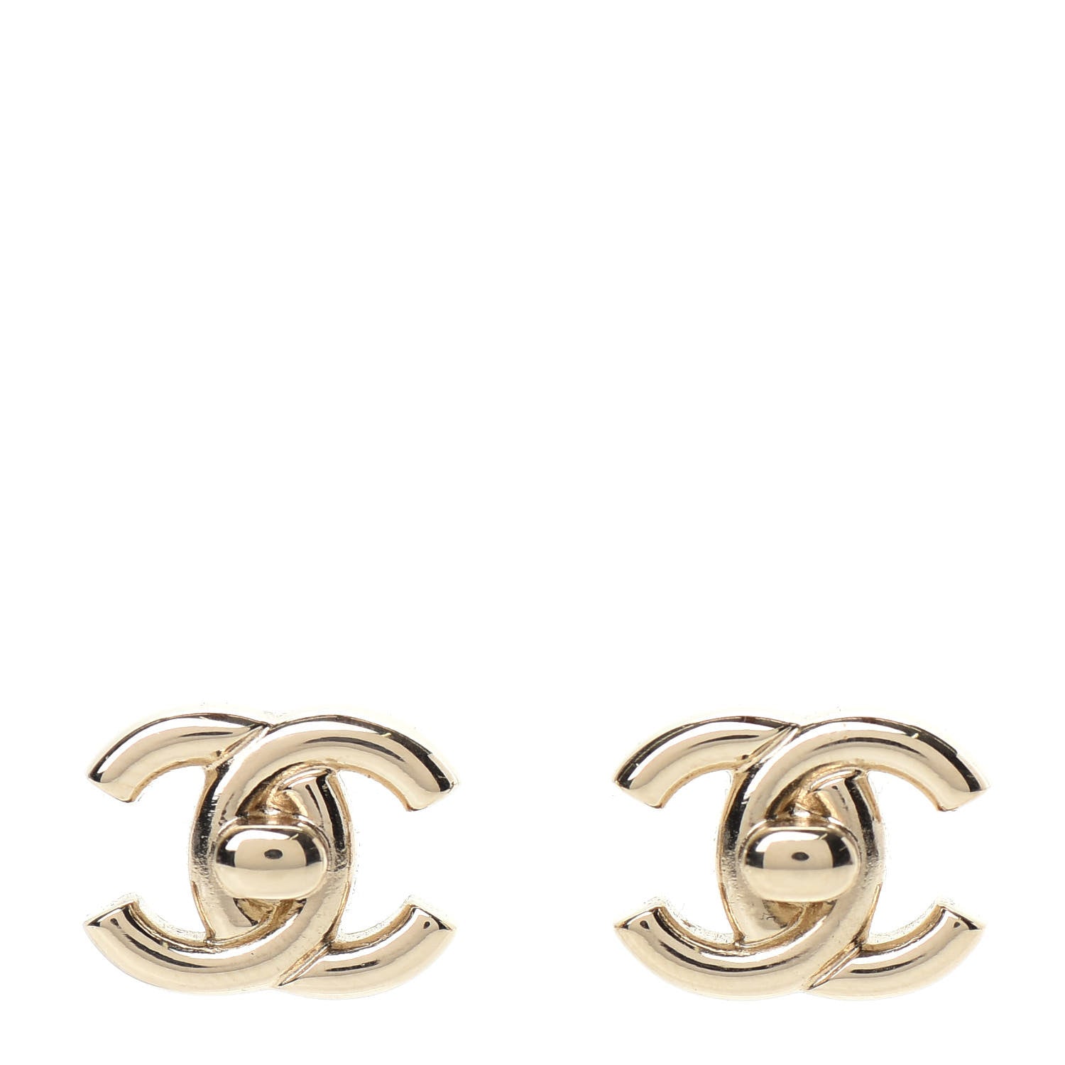 Chanel Metal CC Turnlock Earrings Gold 1 of 5
