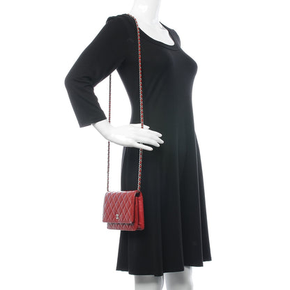 Chanel Patent Quilted Wallet On Chain WOC Red 2 of 12