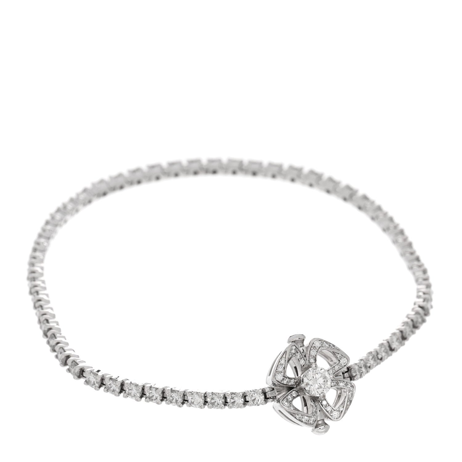 Bulgari 18K White Gold Diamond Fiorever Pave Bracelet S 1 of 4