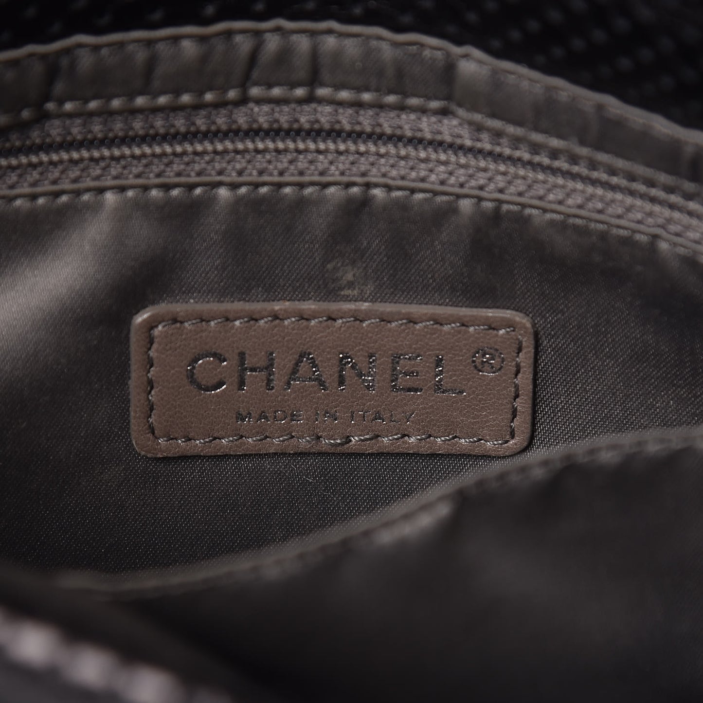 Metallic Crackled Calfskin Large Perforated Drill Flap Black