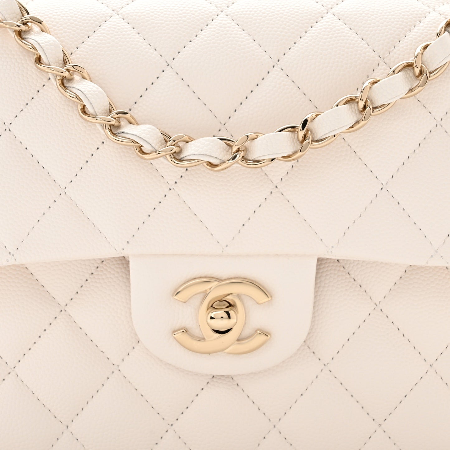 Caviar Quilted Small Double Flap White