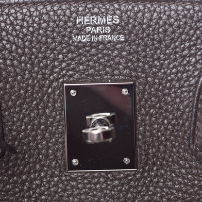 Hermes Taurillon Clemence Birkin 35 Chocolate 9 of 37