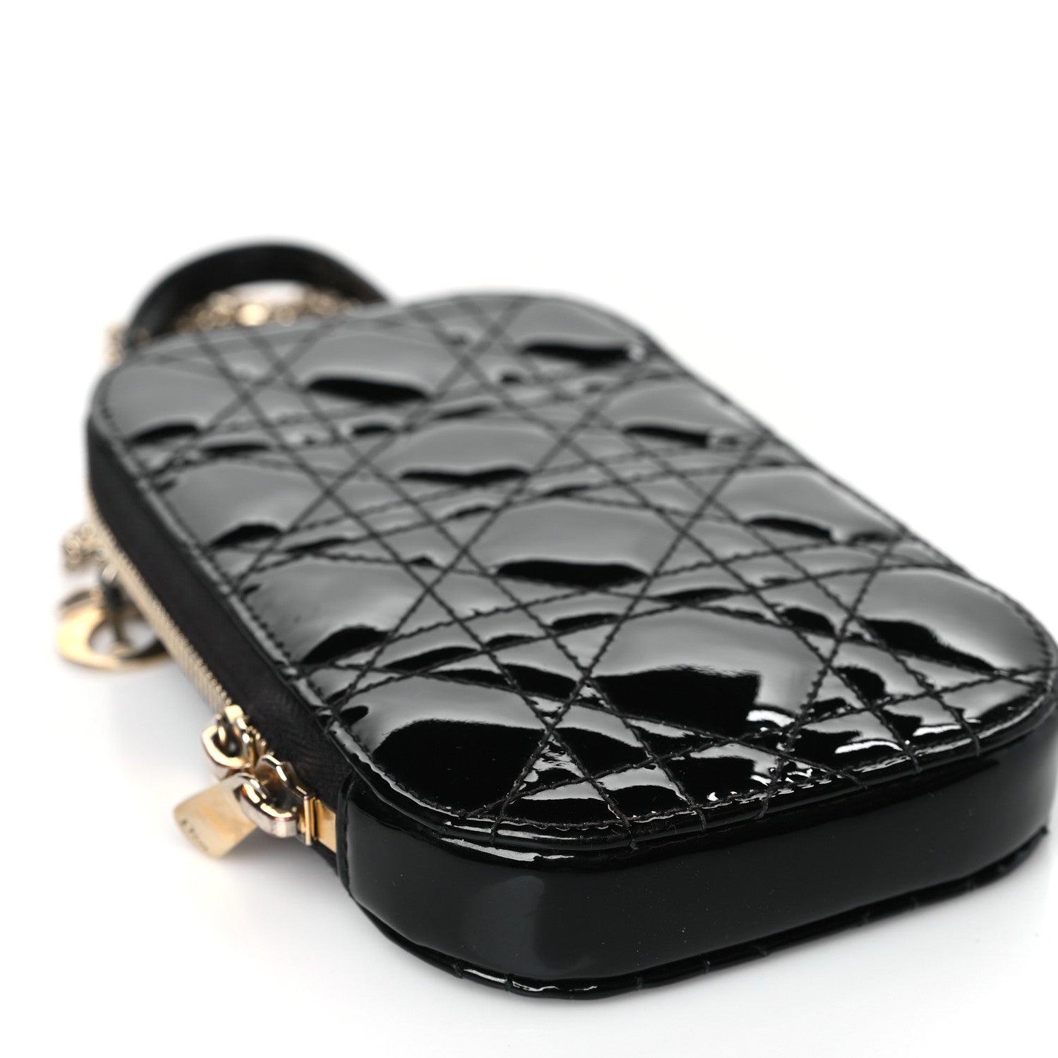 Christian Dior Patent Cannage Lady Dior Phone Holder Black 7 of 10