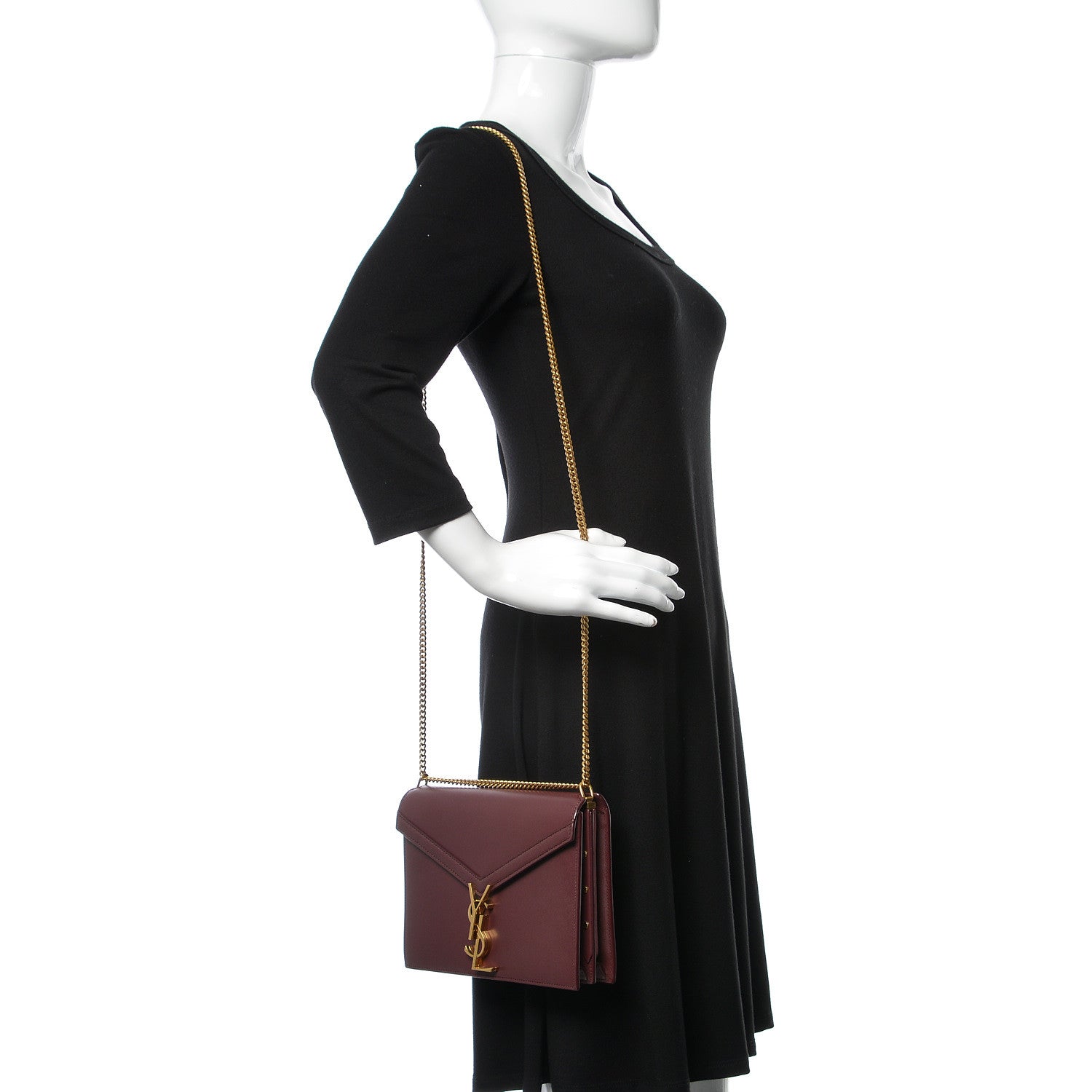 Saint Laurent Smooth Calfskin Monogram Cassandra Clasp Bag Rouge Legion 2 of 8