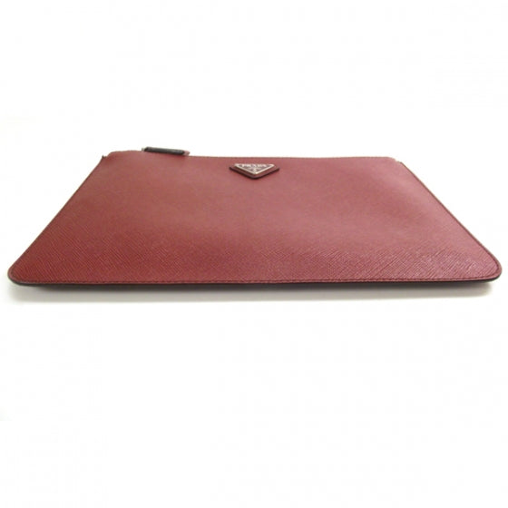 Saffiano Flat Cosmetic Pouch Rubino