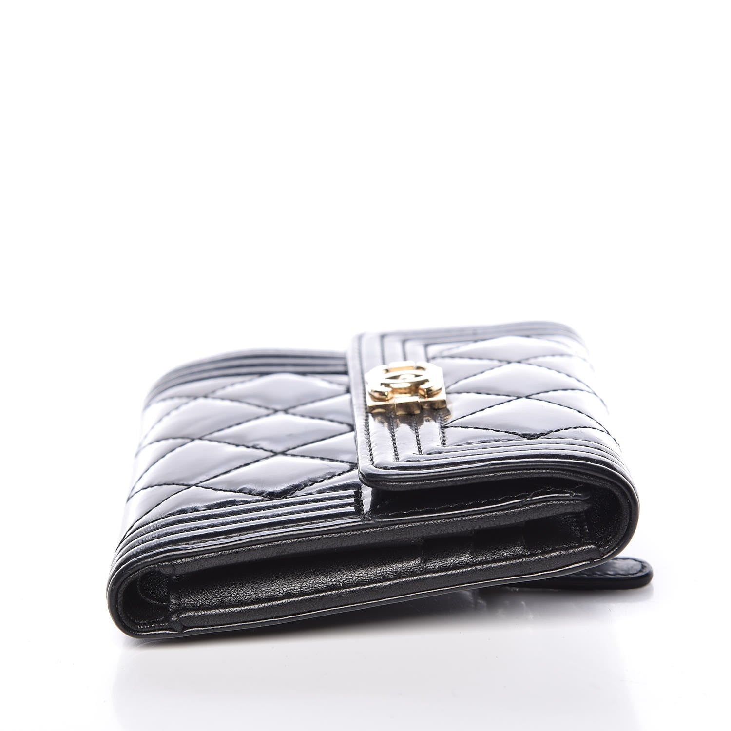 Chanel Patent Quilted Compact Boy Wallet Black 13 of 19