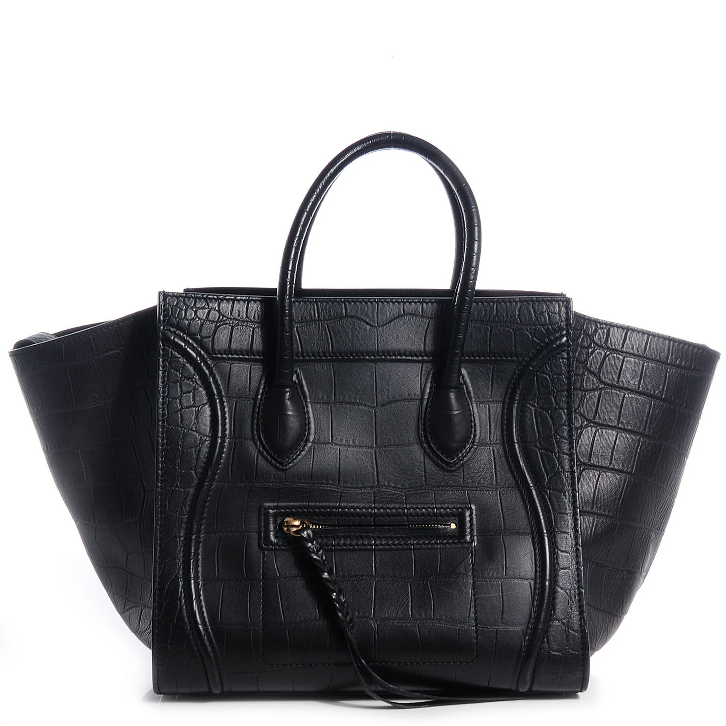 Crocodile Embossed Medium Phantom Luggage Black