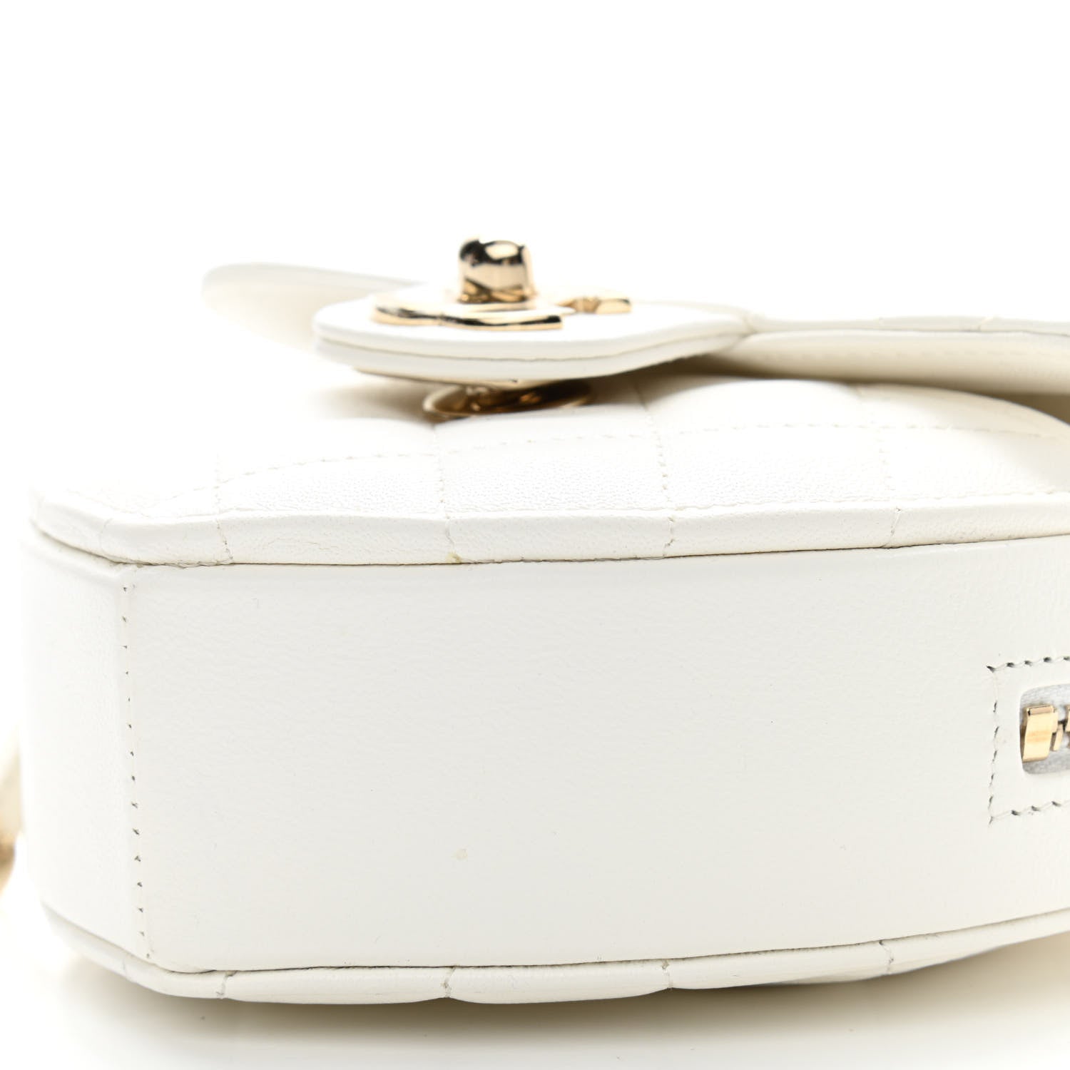 Chanel Lambskin Quilted CC In Love Heart Clutch With Chain White 6 of 10