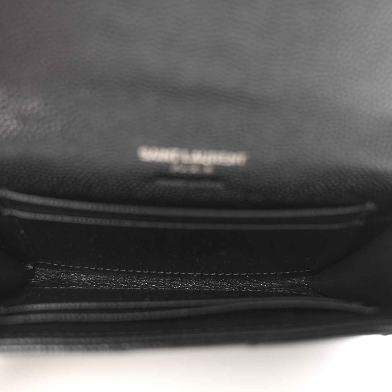 Saint Laurent Grain De Poudre Matelasse Chevron Small Monochrome Monogram Envelope Wallet Black 5 of 8
