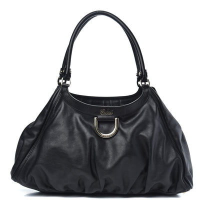 Gucci Calfskin Large D Gold Ring Shoulder Bag Black 1 of 11