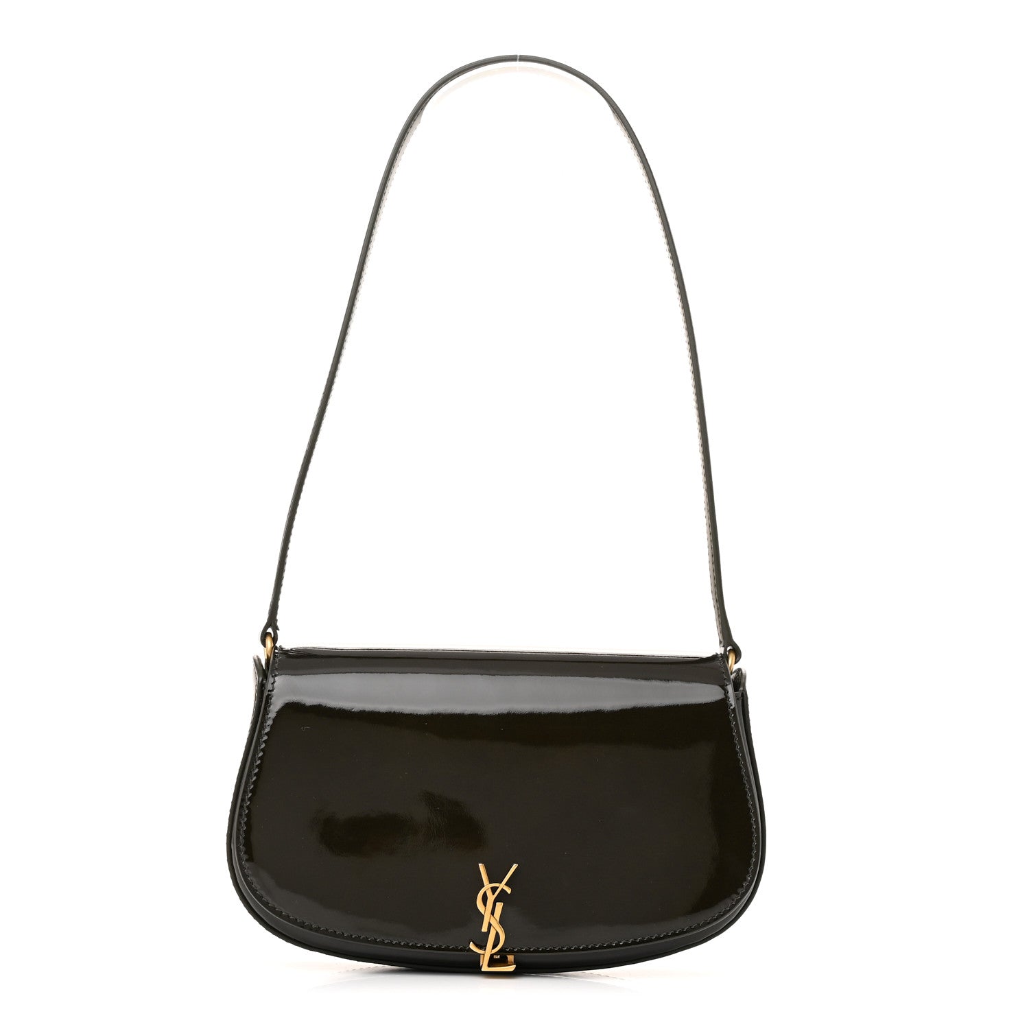 Saint Laurent Patent Calfskin Mini Voltaire Shoulder Bag Dark Vineyard Green 1 of 11