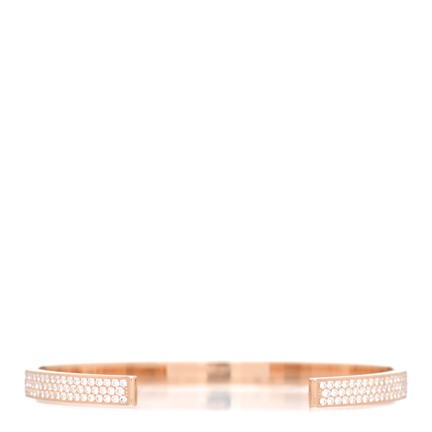 Hermes 18K Rose Gold Diamond Pave Kelly Clochette Cuff Bracelet ST 3 of 4
