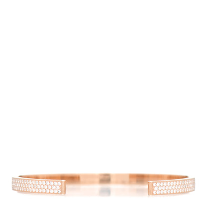 Hermes 18K Rose Gold Diamond Pave Kelly Clochette Cuff Bracelet ST 3 of 4
