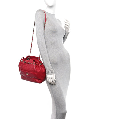 Chanel Lambskin Quilted Small Drawstring Shoulder Bag Dark Pink 2 of 10