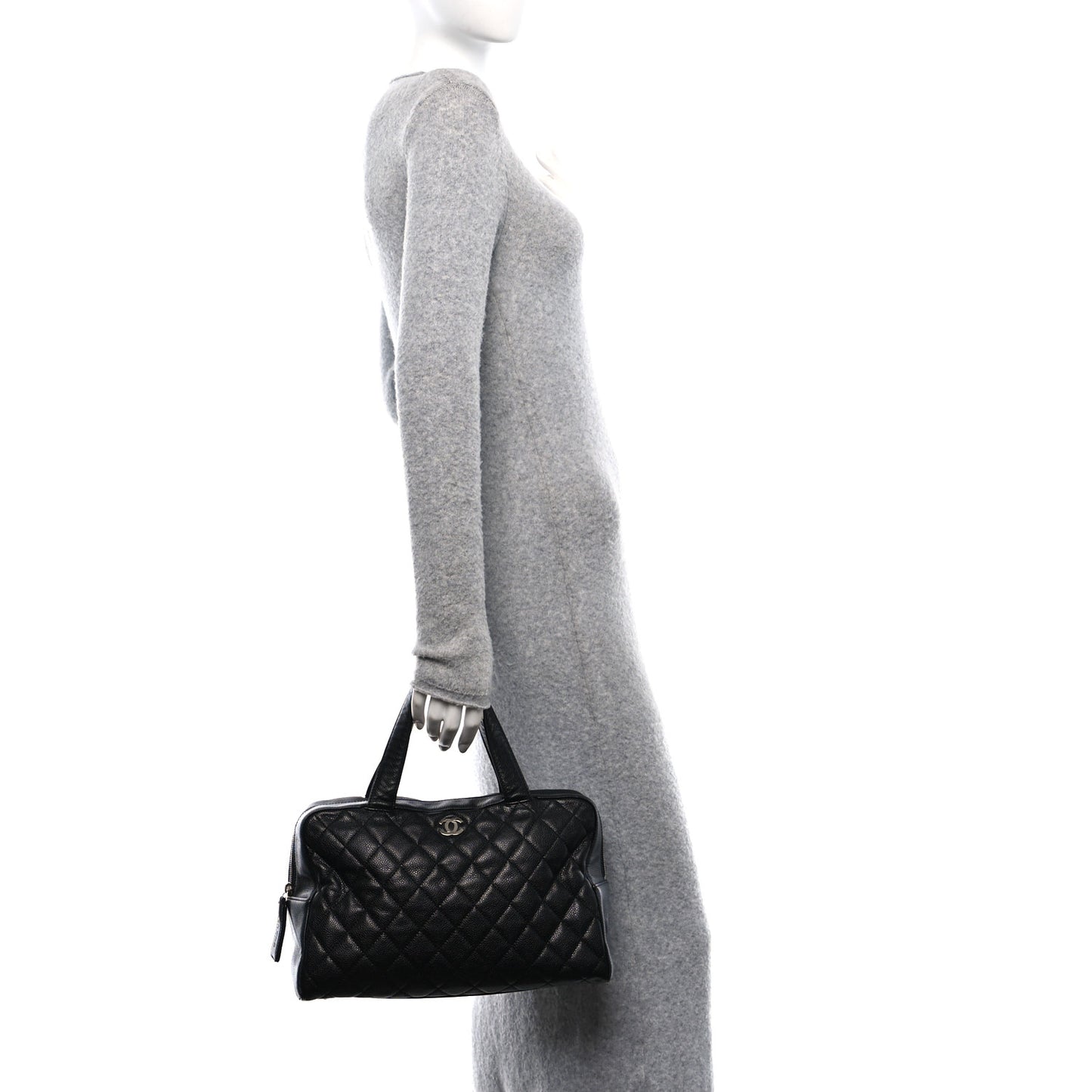 Caviar Quilted Bowler Black