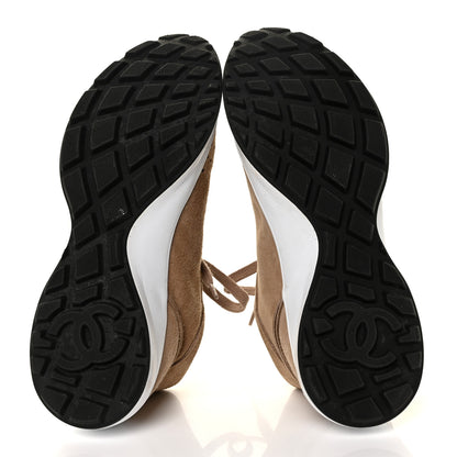 Chanel Suede Goatskin CC Sneakers 40.5 Dark Beige 6 of 9