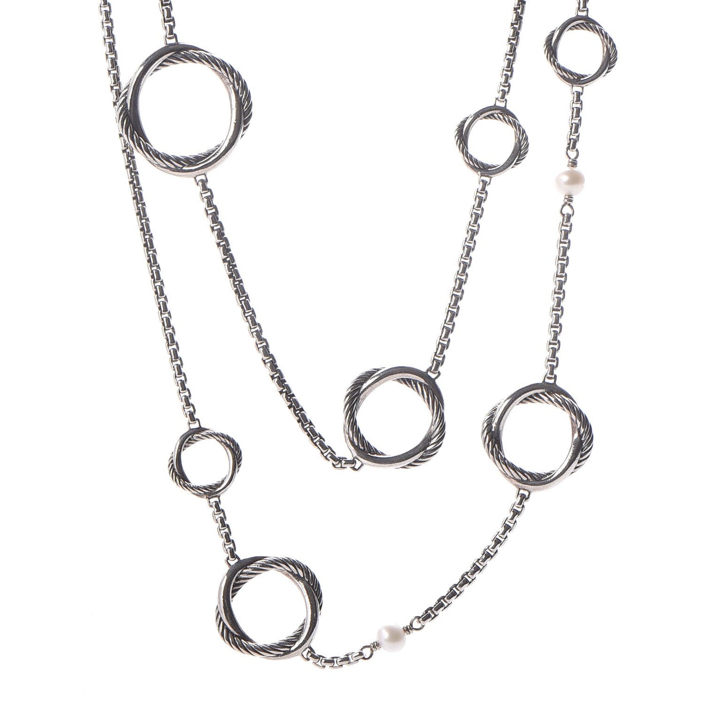 Sterling Silver Pearl Infinity Station Chain Necklace