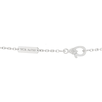 Van Cleef & Arpels 18K White Gold Diamond Guilloche Vintage Alhambra Pendant Necklace 4 of 6
