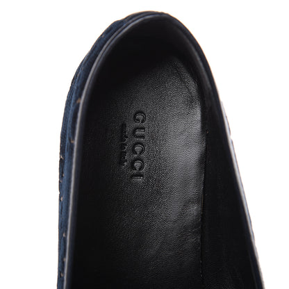 Gucci Velvet GG Monogram Horsebit Womens Jordaan Loafers 42 Blue Beige 7 of 9
