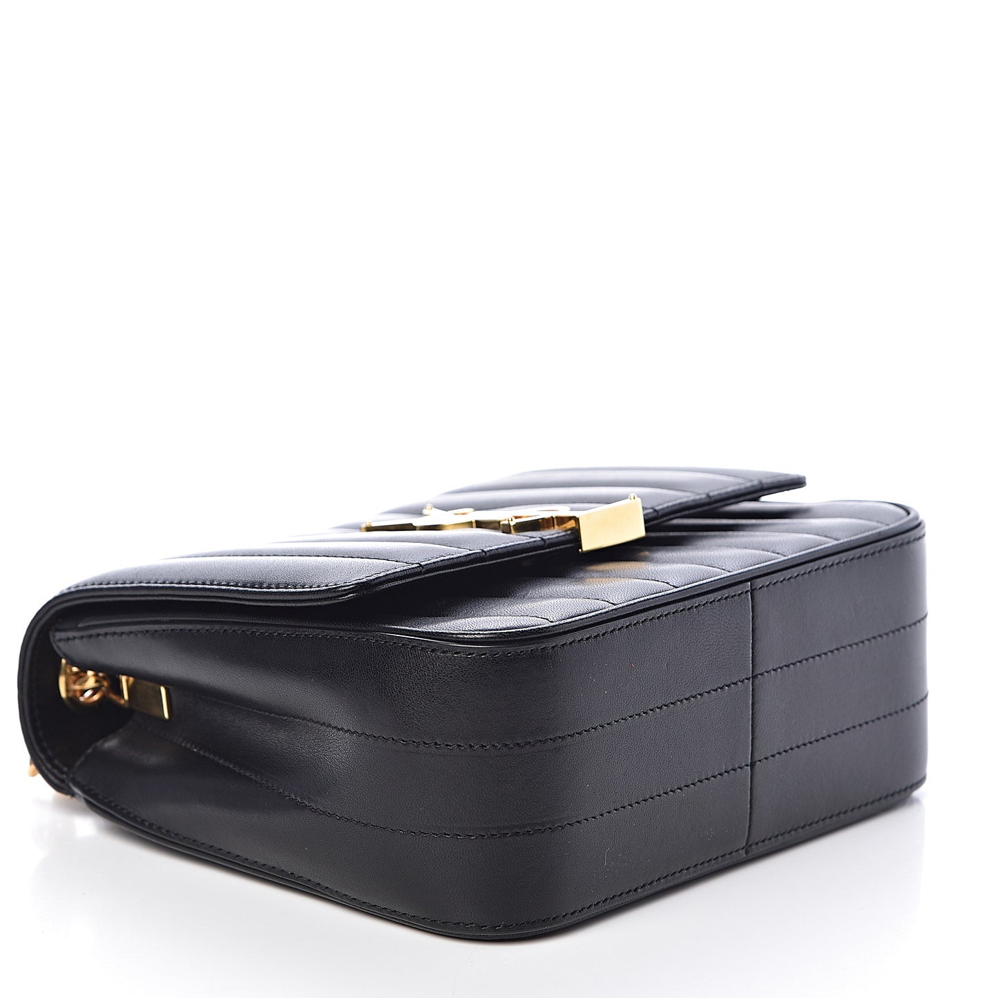 Lambskin Matelasse Monogram Medium Vicky Chain Bag Black