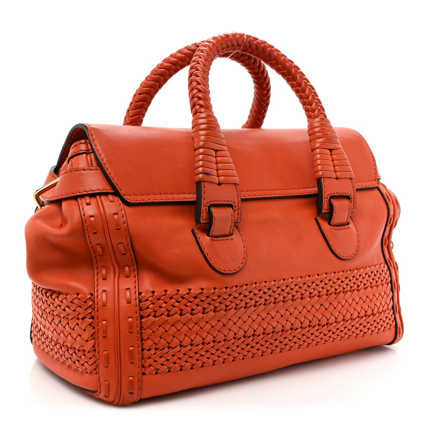 Gucci Calfskin Handmade Medium Top Handle Bag Orange 3 of 19