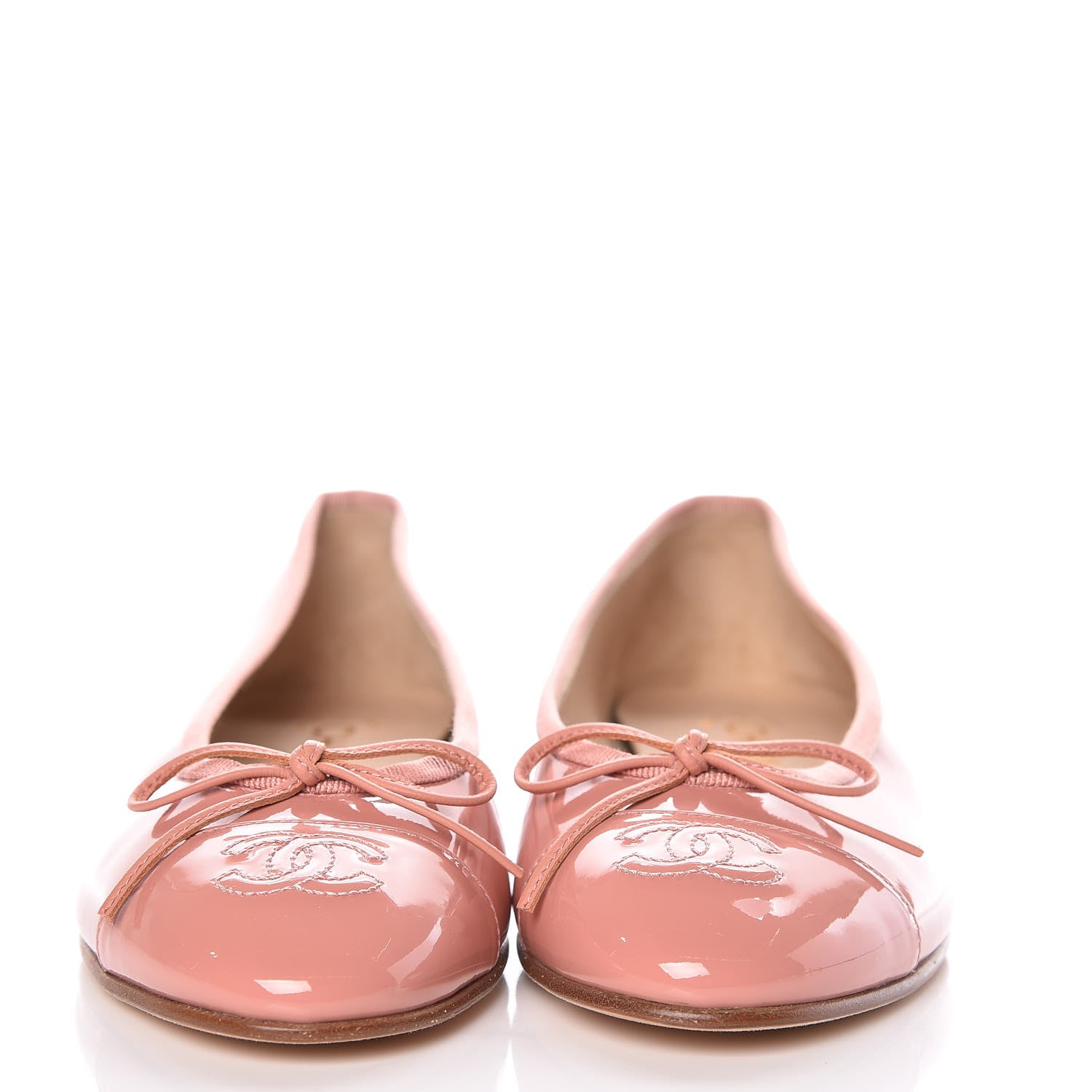 Chanel Patent Calfskin CC Cap Toe Ballerina Flats 36 Dark Pink 2 of 12