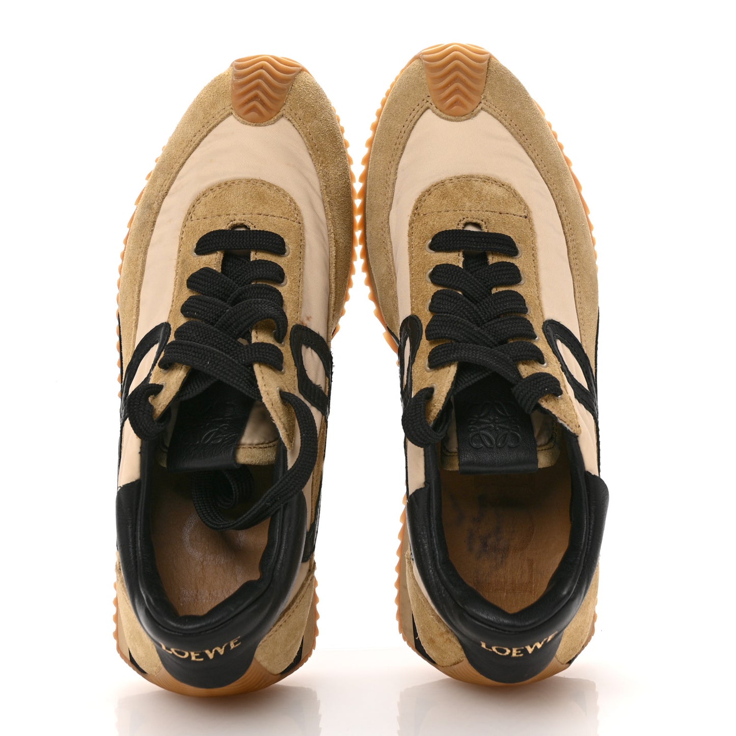 Nylon Suede Flow Runner Sneakers 38 Gold Black