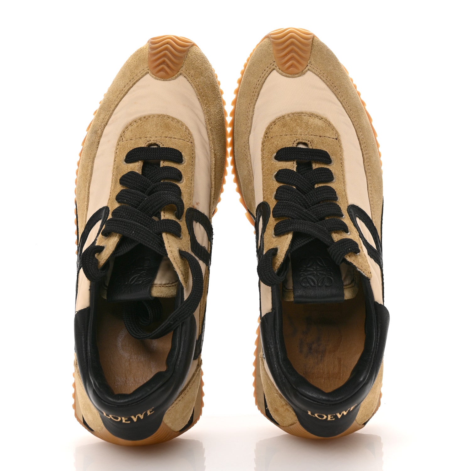 Loewe Nylon Suede Flow Runner Sneakers 38 Gold Black 2 of 14
