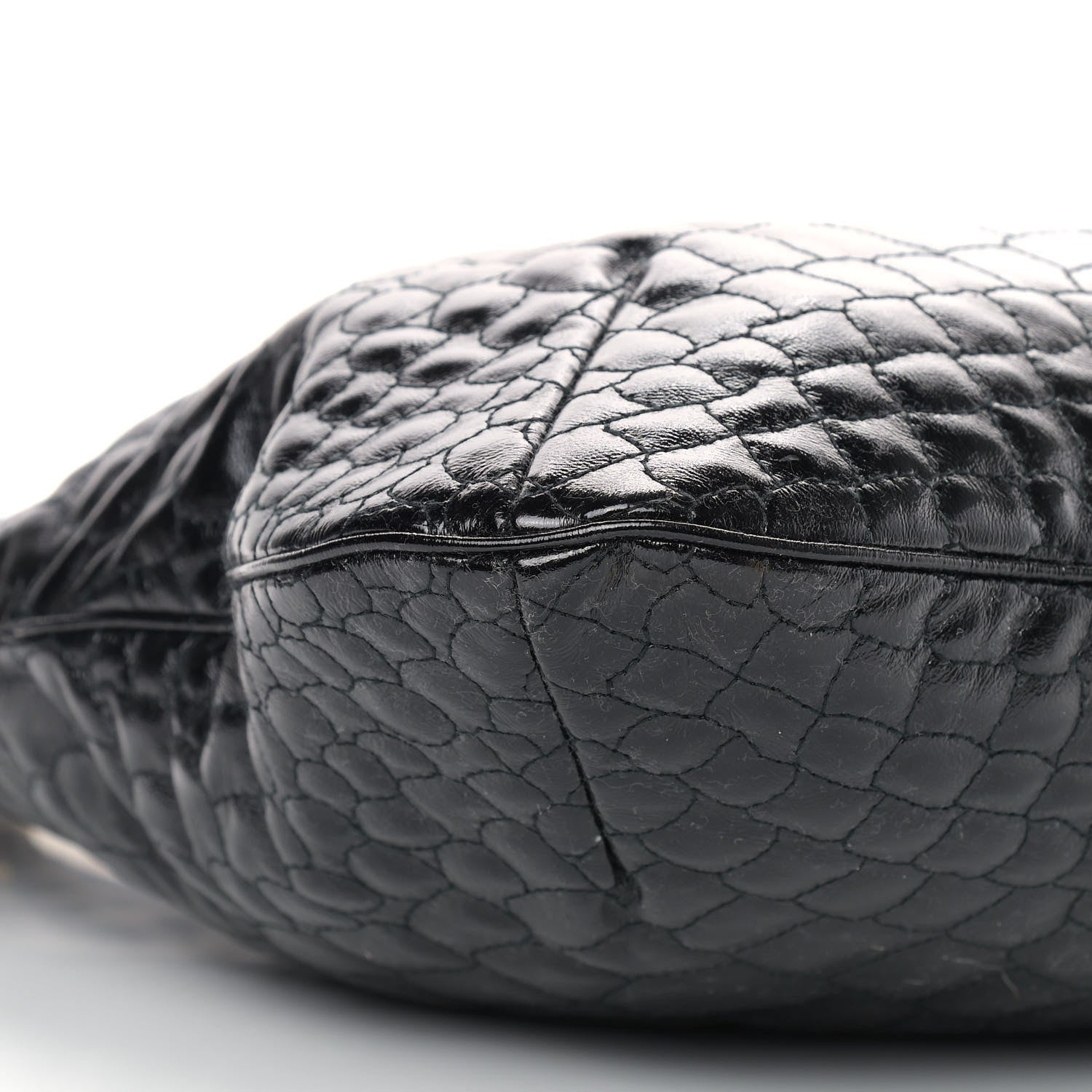 Saint Laurent Patent Crocodile Embossed Tribute Tote Black 8 of 13