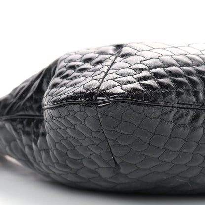 Saint Laurent Patent Crocodile Embossed Tribute Tote Black 8 of 13