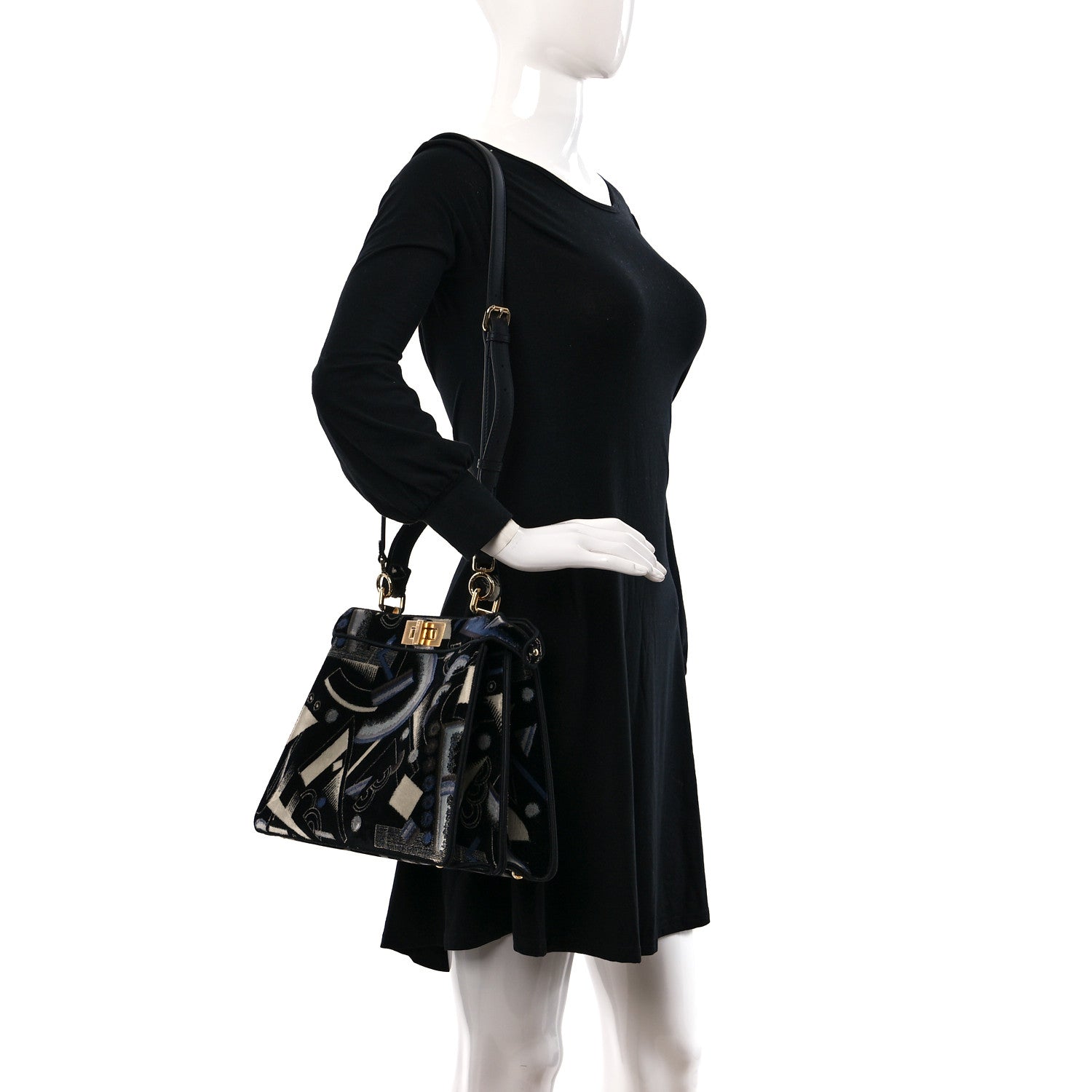Fendi Velvet Chenille Medium Printed Peekaboo I SEE U Satchel Multicolor 2 of 7