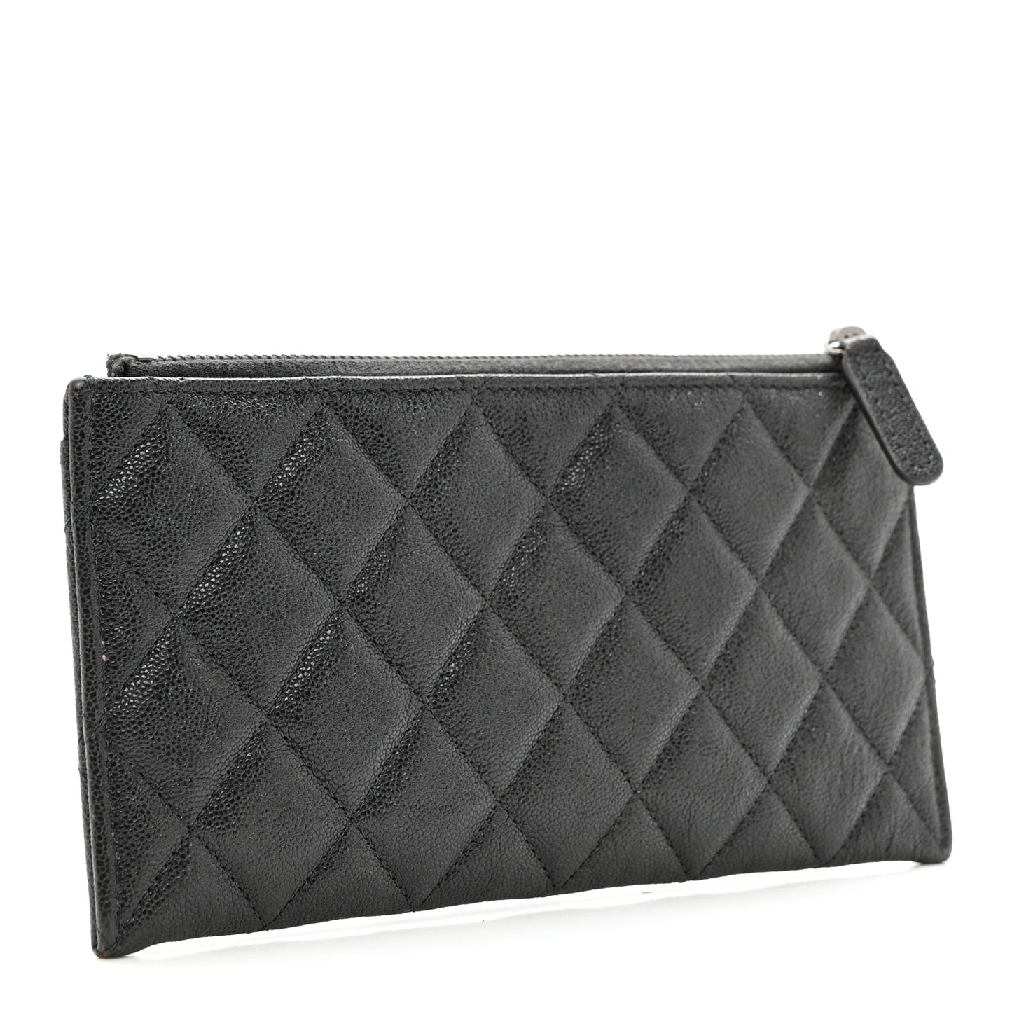 Caviar Quilted Classic Zip Boy Pouch Dark Grey