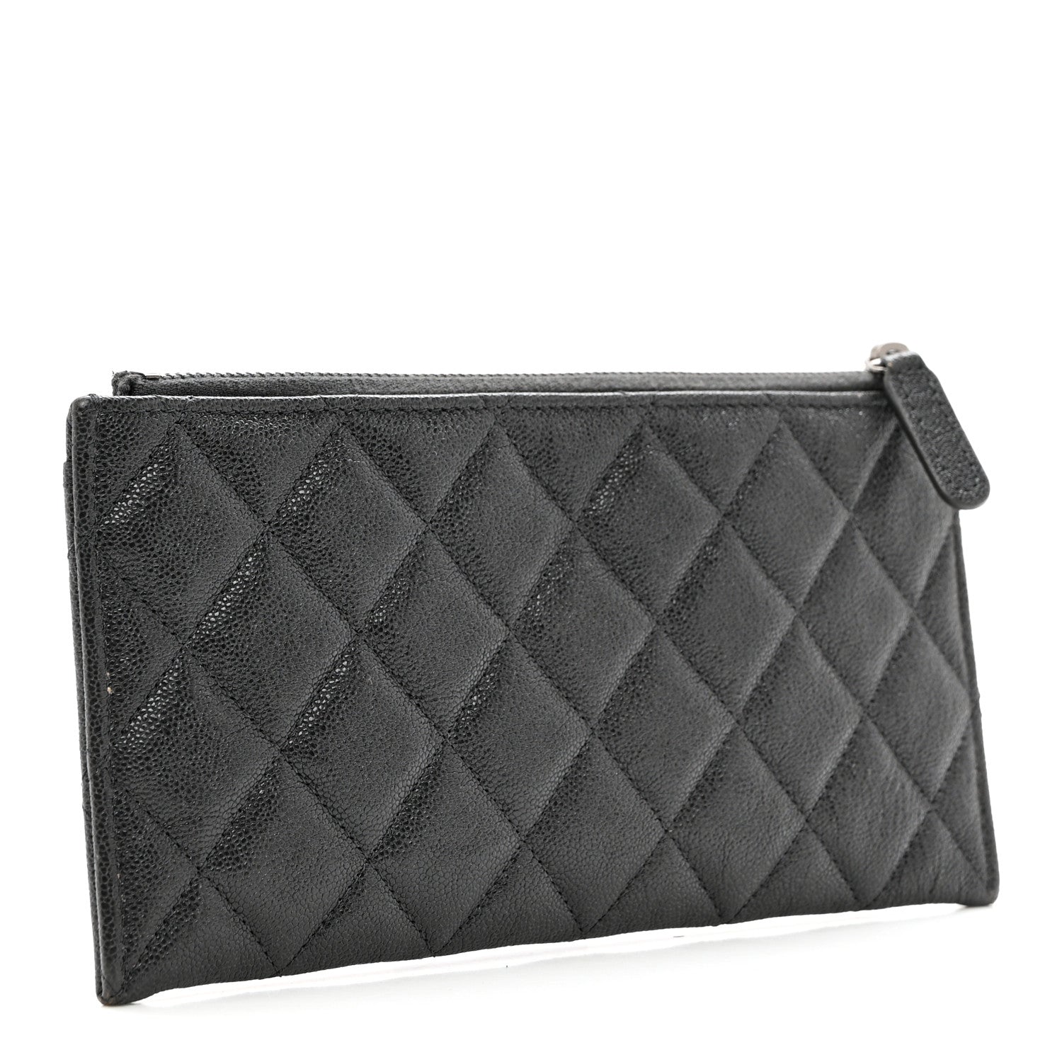 Chanel Caviar Quilted Classic Zip Boy Pouch Dark Grey 2 of 7