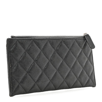 Chanel Caviar Quilted Classic Zip Boy Pouch Dark Grey 2 of 7