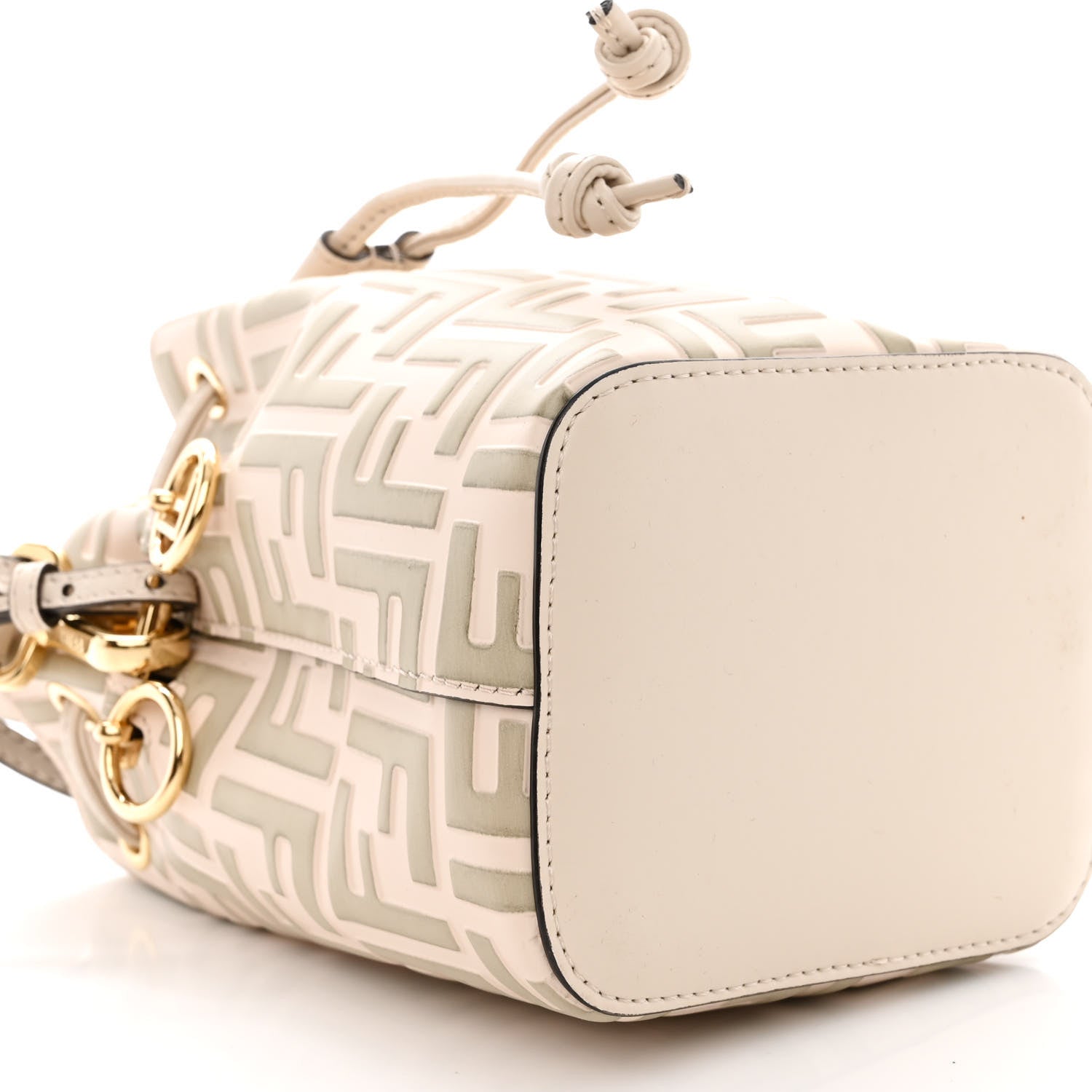 Fendi Vitello Liberty F is Fendi Bi-Color FF 1974 Embossed Mini Mon Tresor Bucket Bag Camelia Mandorlo 9 of 10