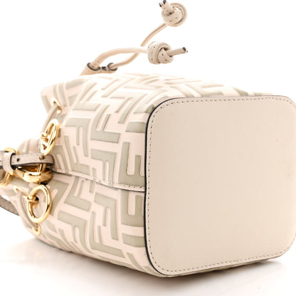 Fendi Vitello Liberty F is Fendi Bi-Color FF 1974 Embossed Mini Mon Tresor Bucket Bag Camelia Mandorlo 9 of 10
