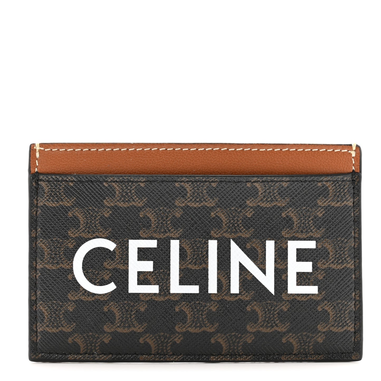 Triomphe Canvas Card Holder Tan