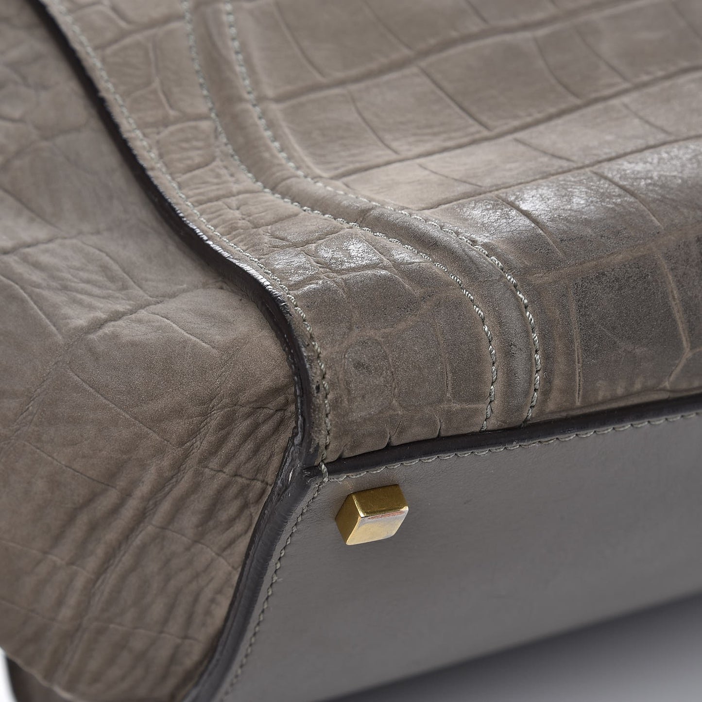 Crocodile Embossed Nubuck Medium Phantom Luggage Grey