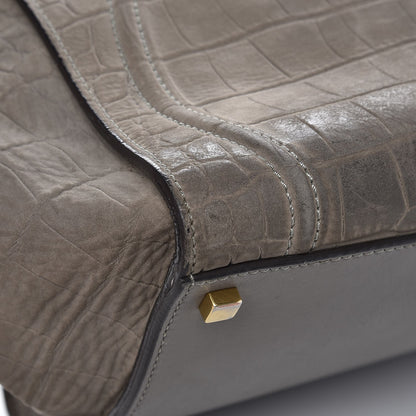 Celine Crocodile Embossed Nubuck Medium Phantom Luggage Grey 12 of 16