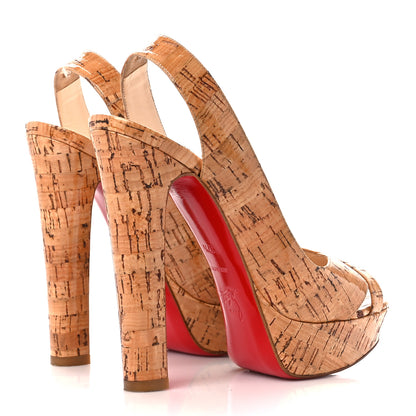Christian Louboutin Cork Lucido Marple Town 140 Wedges 37.5 Natural 4 of 9