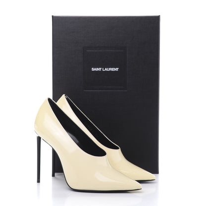 Saint Laurent Patent Calfskin Teddy High Vamp 105 Pumps 36 White 9 of 9