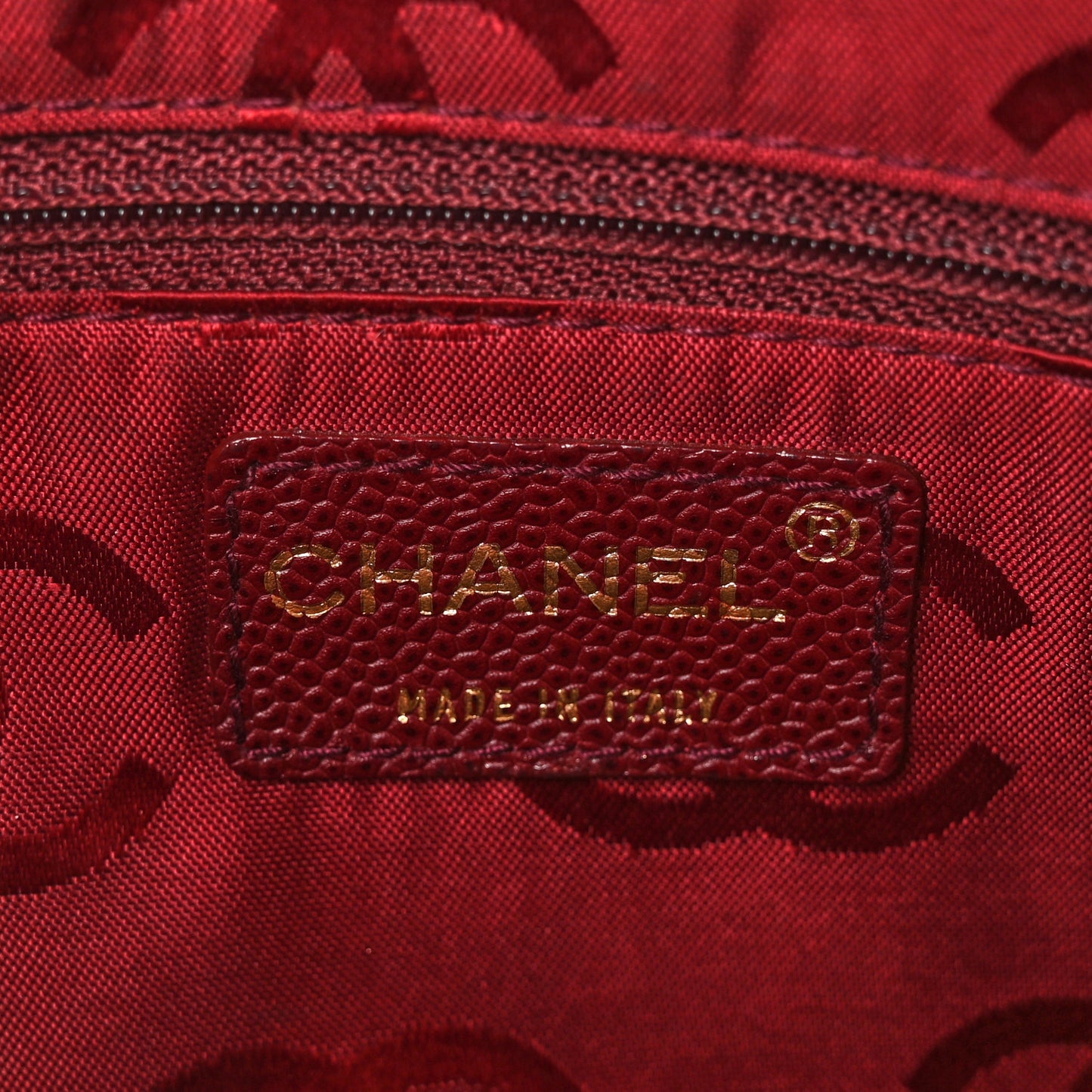 Caviar Stitched Chocolate Bar Shopping Tote Red