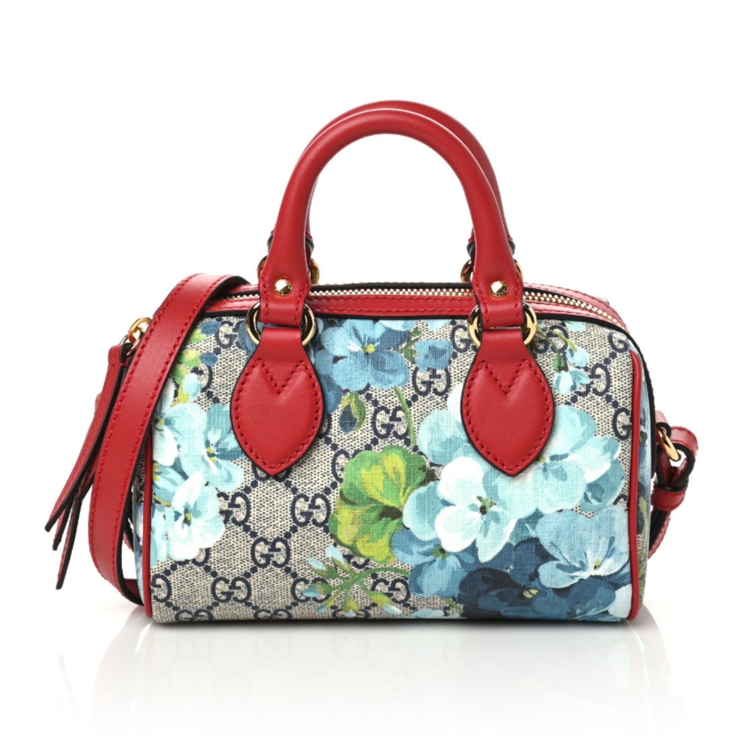 Gucci GG Supreme Monogram Blooms Mini Boston Navy Blue Hibiscus 1 of 11