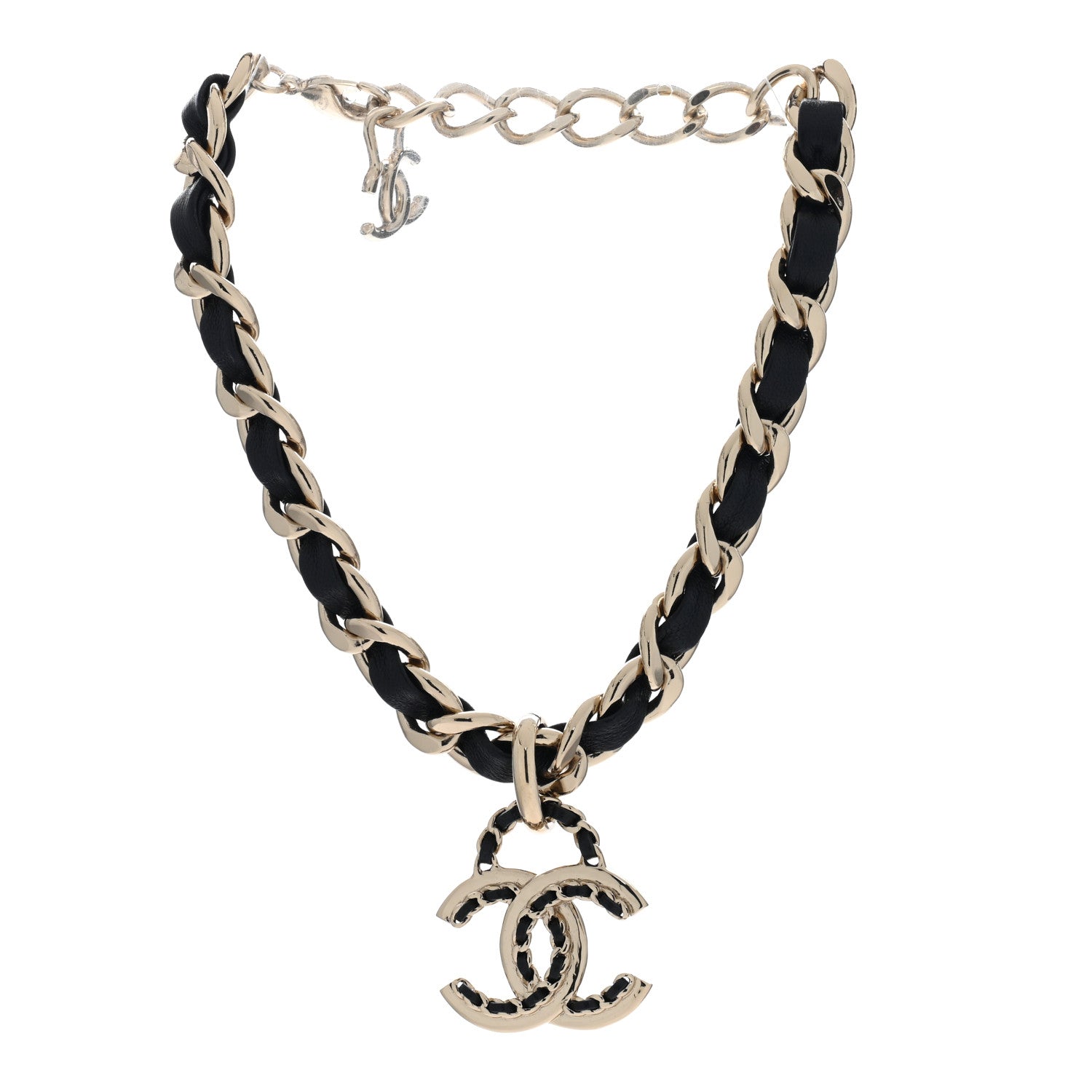 Chanel Metal Lambskin CC Choker Necklace Black Gold 3 of 4