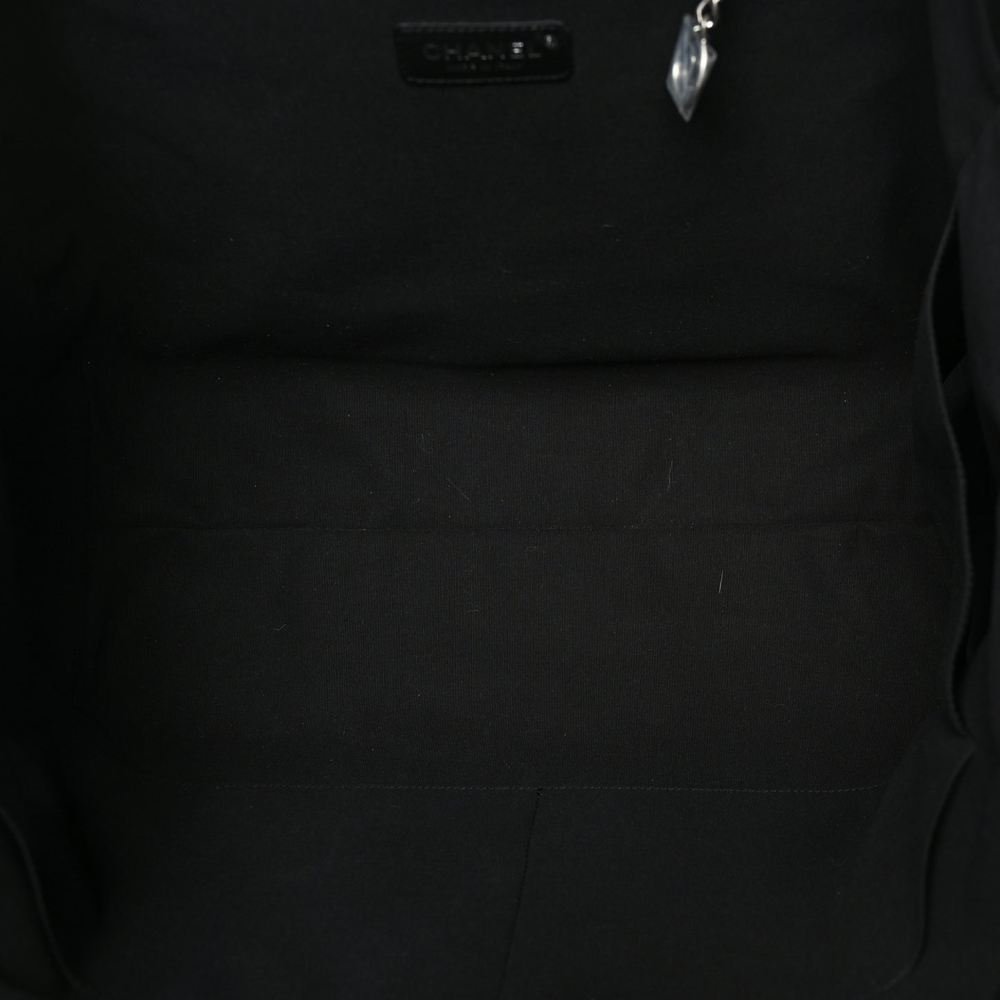 Canvas Calfskin Striped Large Deauville Tote Black White