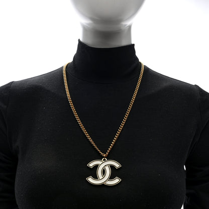 Chanel Enamel CC Necklace Gold White 2 of 5