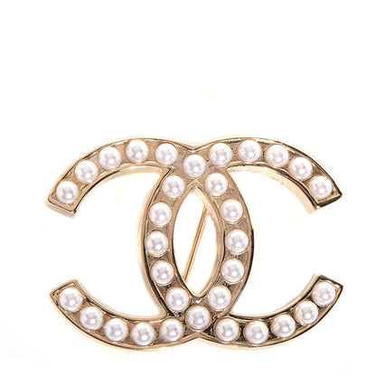 Chanel Pearl CC Brooch Pin Gold 1 of 5