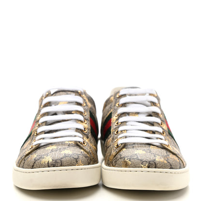 Gucci GG Supreme Monogram Bees Ayers Web Womens Ace Sneakers 42 Beige Oro Green Red 2 of 13