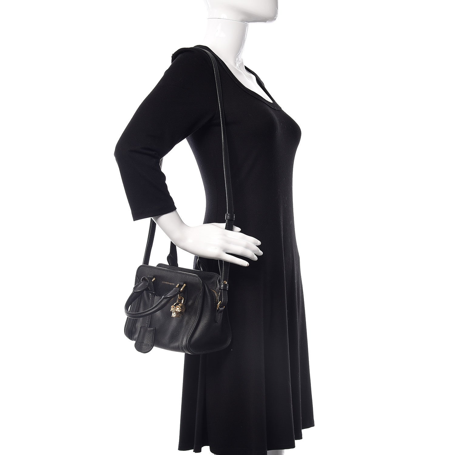 Alexander McQueen Pebbled Calfskin Mini Padlock Tote Black 2 of 9